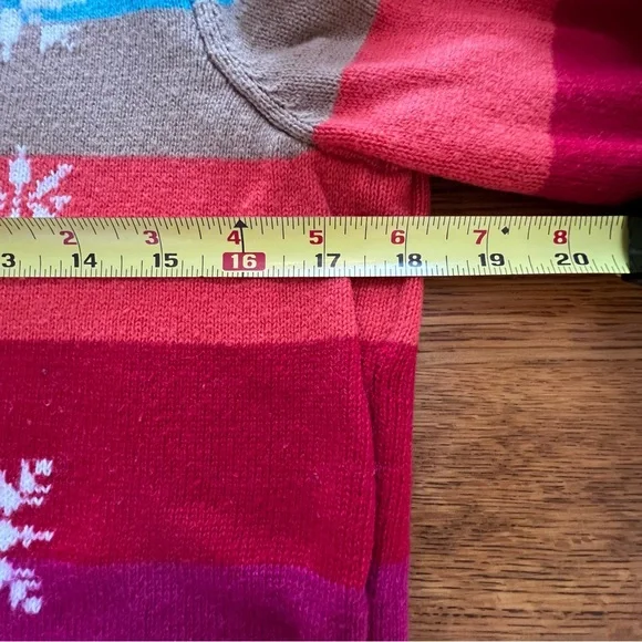 ⭐️ Talbots Striped Holiday Winter Scene Deer Crewneck Sweater MEDIUM PETITE - Picture 8 of 11
